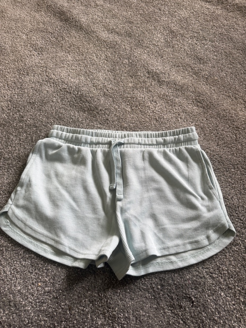 Hippie Rose Light Sage Green Ribbed Athletic Shorts
